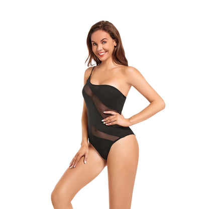 PARADISE MESH TAN-THROUGH ONE PIECE