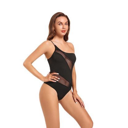 PARADISE MESH TAN-THROUGH ONE PIECE