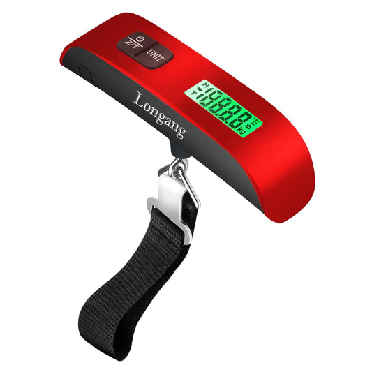 Digital Hanging Luggage Scale with Backlit for Travel, Portable Handheld Suitcase Weight Scale with Hook, 110 Pounds, Battery Included Red 1 Pc