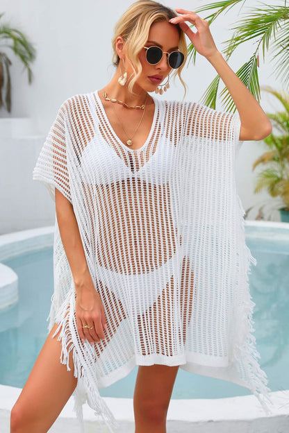 Fringe Trim Openwork Cover Up