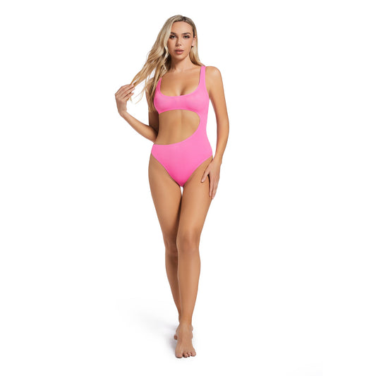 PINK MERMAID TAN-THROUGH ONE PIECE