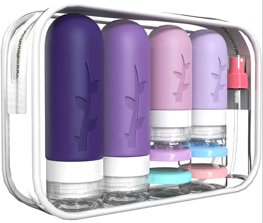 Travel Containers for Toiletries, 18pack TSA Approved Travel Size Containers for Toiletries,travel bottles for Toiletries,travel Jars or Personal Travel Essentials Purple